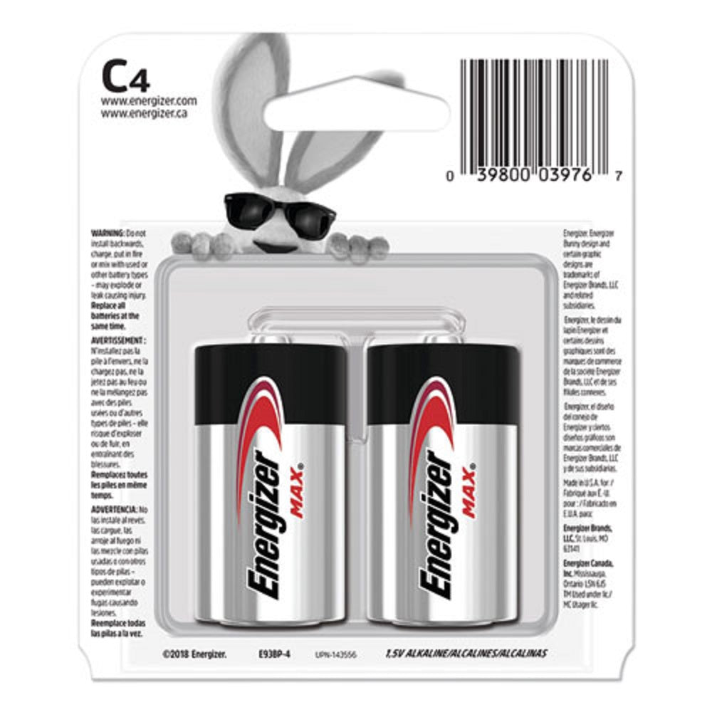 ENERGIZER® MAX ALKALINE C BATTERIES - 4/PACK