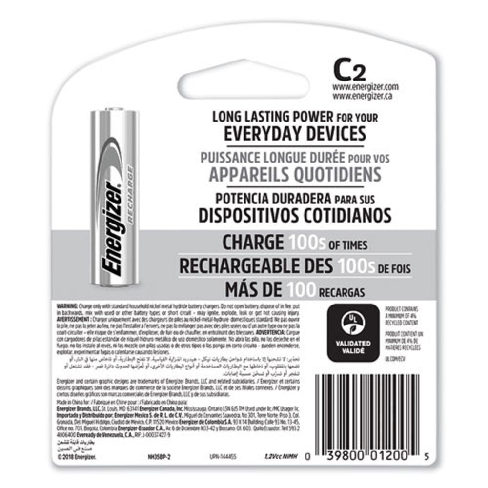 ENERGIZER® NiMH RECHARGEABLE C BATTERIES - 2/PACK