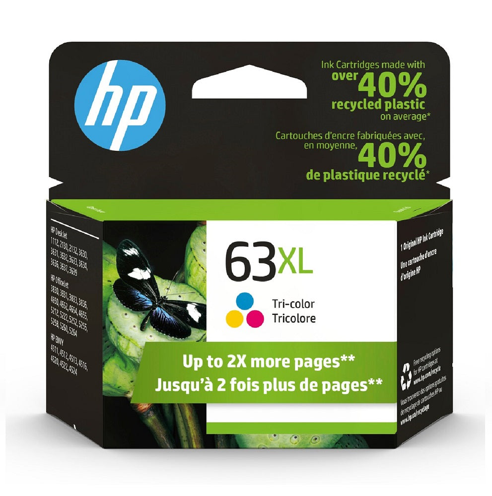 HP 63XL HIGH YIELD TRI-COLOR ORIGINAL INK CARTRIDGE