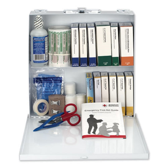 FIRST AID STATION FOR 50 PEOPLE - 196 PIECES - OSHA COMPLIANT - METAL CASE