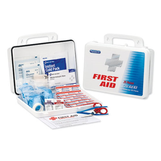 OFFICE FIRST AID KIT - FOR UP TO 25 PEOPLE - 131 PIECES - PLASTIC CASE