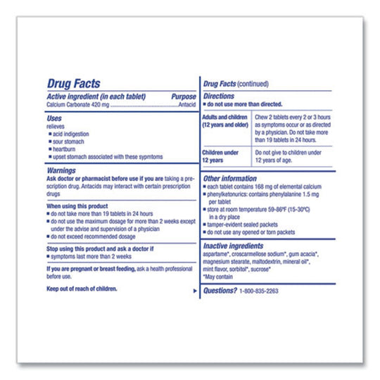 OVER THE COUNTER MEDICATIONS FOR FIRST AID CABINET - 2 TABLETS/DOSE - 125 DOSES/BOX