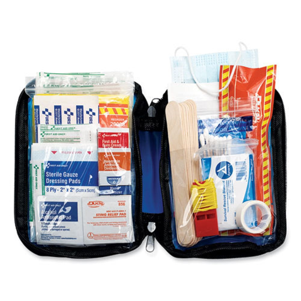 SOFT-SIDED FIRST AID AND EMERGENCY KIT - 105 PIECES - SOFT FABRIC CASE