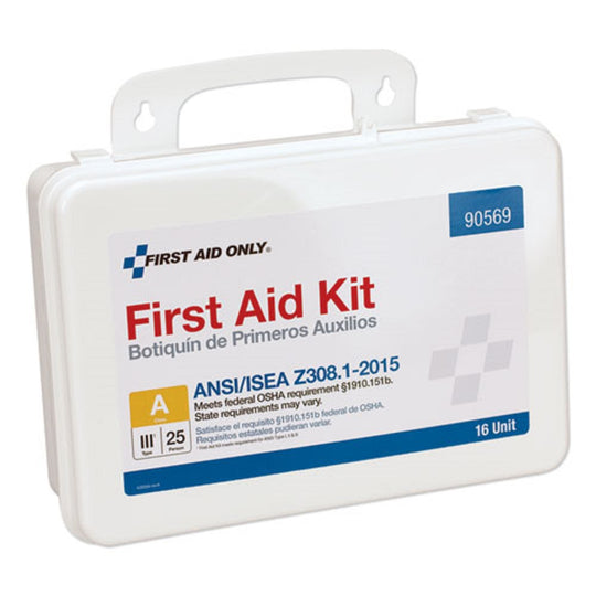 UNITIZED ANSI CLASS A WEATHERPROOF FIRST AID KIT FOR 25 PEOPLE