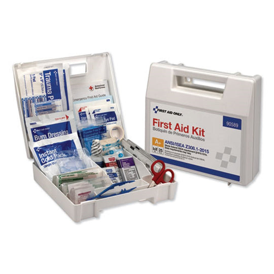 ANSI 2015 COMPLIANT CLASS A+ TYPE I AND TYPE II FIRST AID KIT FOR 25 PEOPLE - PLASTIC CASE