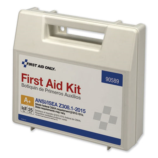 ANSI 2015 COMPLIANT CLASS A+ TYPE I AND TYPE II FIRST AID KIT FOR 25 PEOPLE - PLASTIC CASE