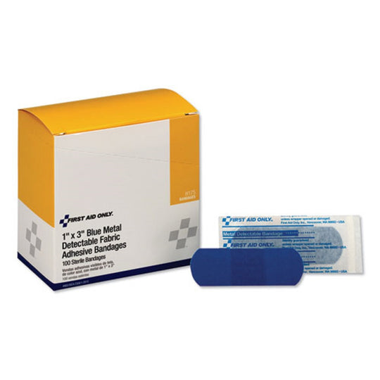 ADHESIVE BLUE METAL DETECTABLE BANDAGES - PLAST WITH FOIL