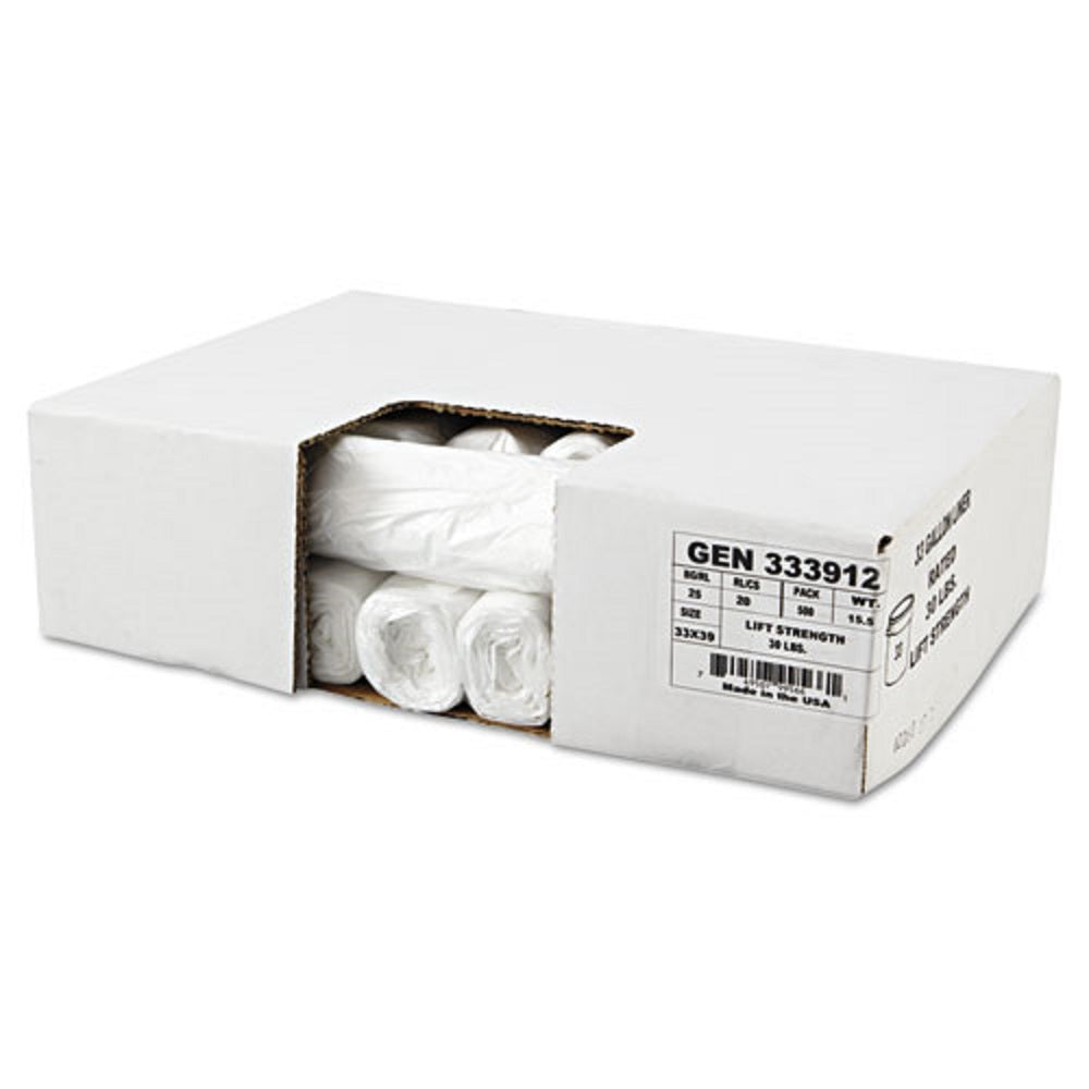 GEN HIGH DENSITY CAN LINERS - 33 GAL - NATURAL - 500 LINERS/CARTON