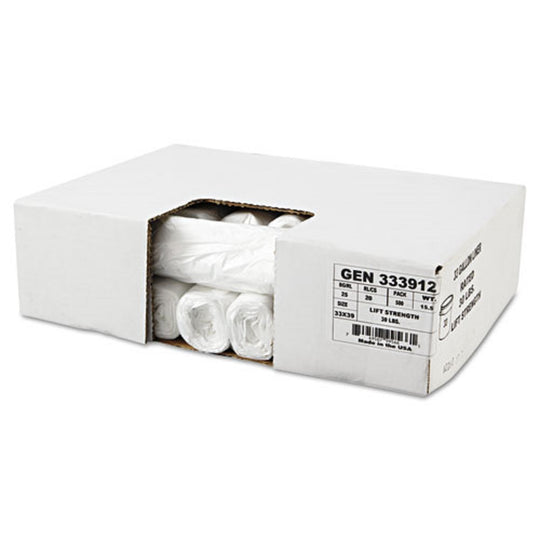 GEN HIGH DENSITY CAN LINERS - 33 GAL - NATURAL - 500 LINERS/CARTON