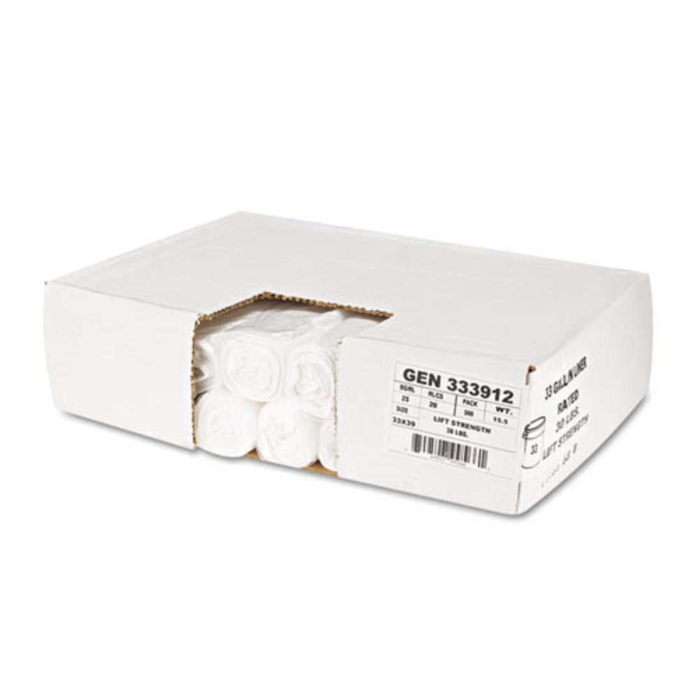 GEN HIGH DENSITY CAN LINERS - 33 GAL - NATURAL - 500 LINERS/CARTON