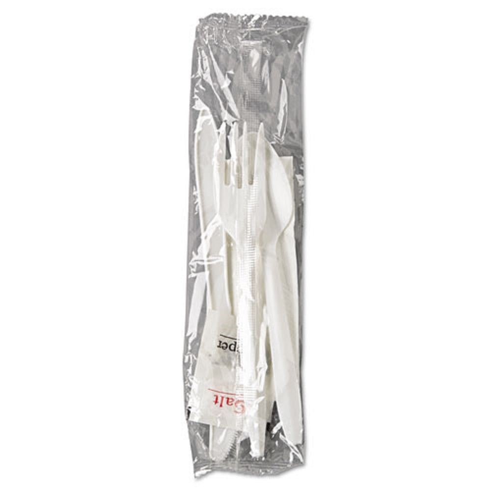 GEN WRAPPED CUTLERY KIT - WHITE - 250/CARTON