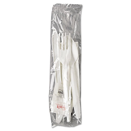 GEN WRAPPED CUTLERY KIT - WHITE - 250/CARTON