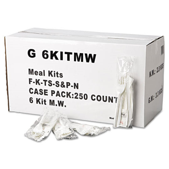 GEN WRAPPED CUTLERY KIT - WHITE - 250/CARTON