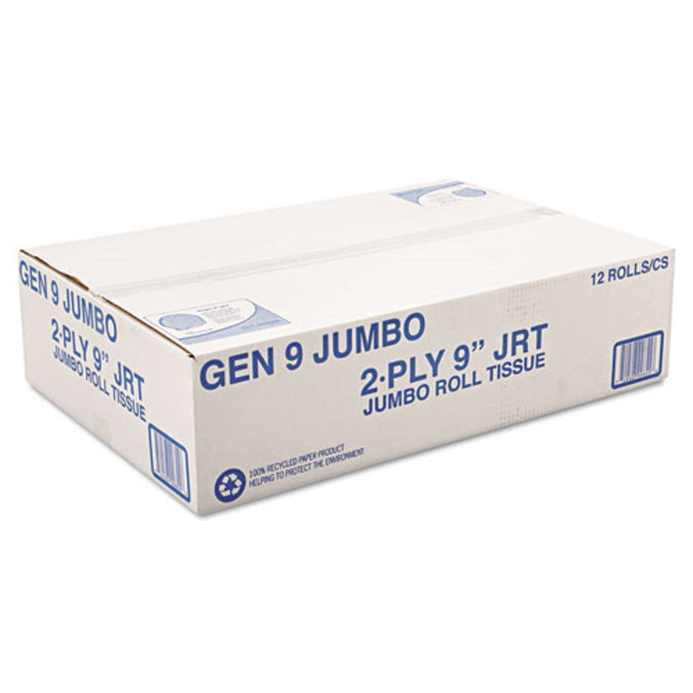 GEN JUMBO ROLL BATH TISSUE, SEPTIC SAFE,  2 PLY - WHITE - 12 ROLLS/CARTON