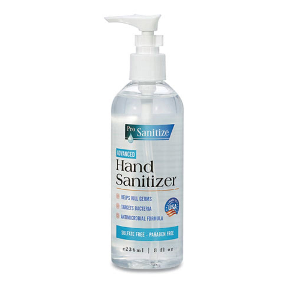 PRO SANITIZE GEL HAND SANITIZER - 8 oz BOTTLE - UNSCENTED - 12/CARTON