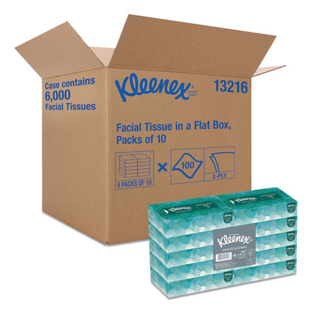 KLEENEX® WHITE FACIAL TISSUE FOR BUSINESS - 2 PLY - WHITE - 100 SHEETS/BOX - 10 BOXES/BUNDLE - 6 BUNDLES/CARTON