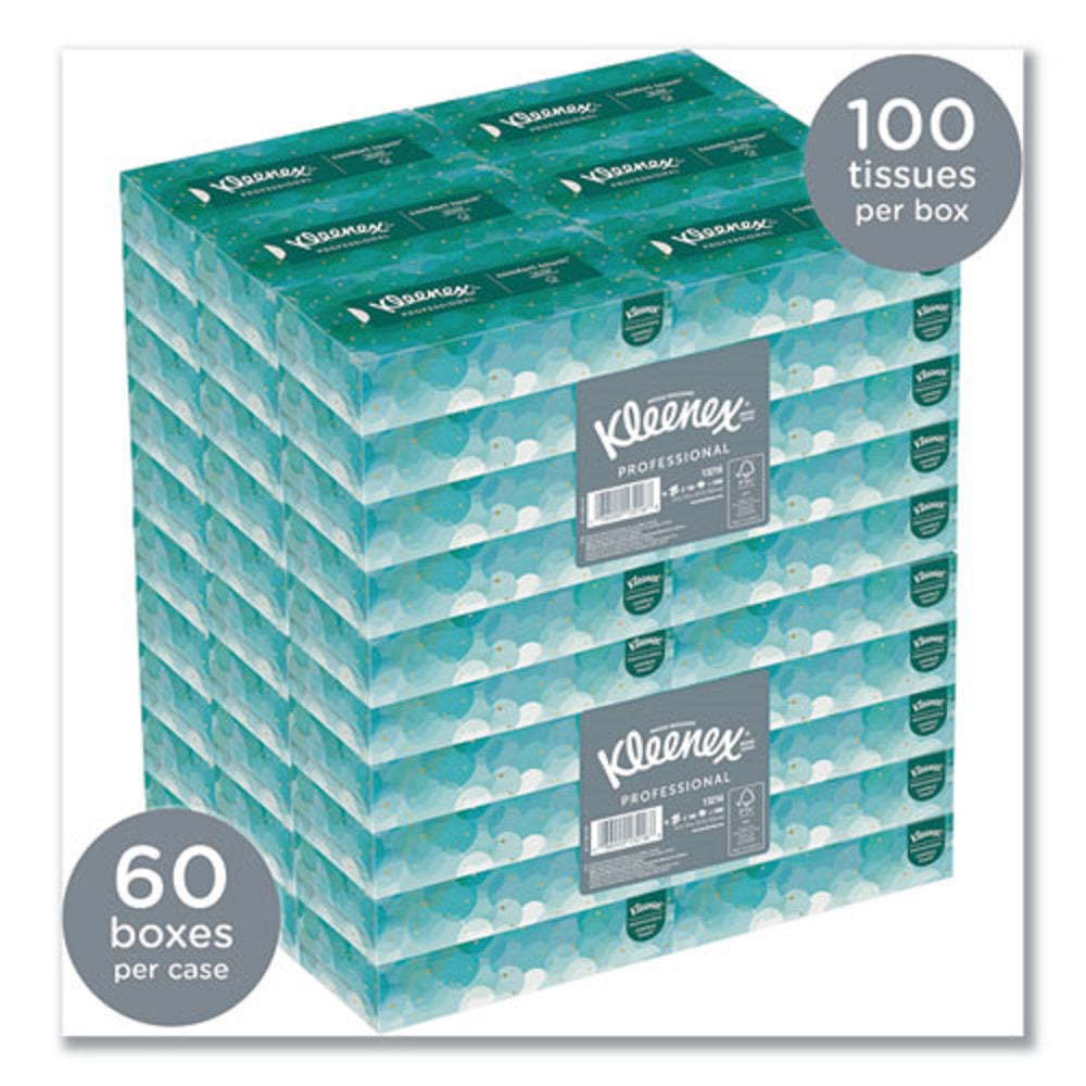 KLEENEX® WHITE FACIAL TISSUE FOR BUSINESS - 2 PLY - WHITE - 100 SHEETS/BOX - 10 BOXES/BUNDLE - 6 BUNDLES/CARTON