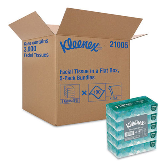 KLEENEX® WHITE FACIAL TISSUE FOR BUSINESS - 5 BOXES/PACK - 6 PACKS/CARTON