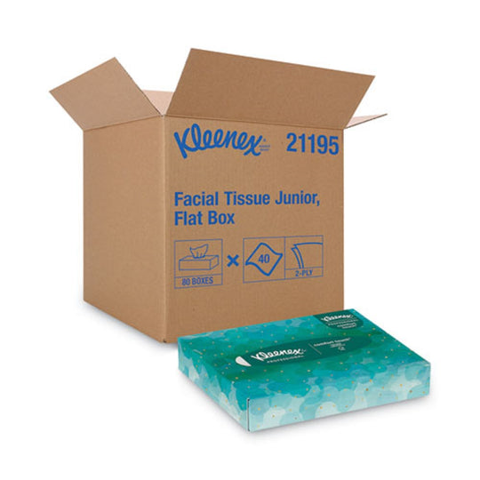 KLEENEX® WHITE FACIAL TISSUE JUNIOR PACK - 40 SHEETS/BOX - 80 BOXES/CARTON