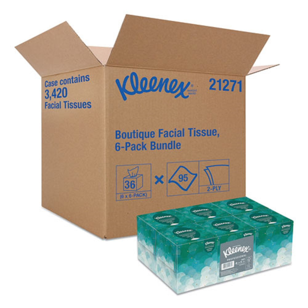 KLEENEX® BOUTIQUE WHITE FACIAL TISSUE FOR BUSINESS - 95 SHEETS/BOX - 36 BOXES/CARTON