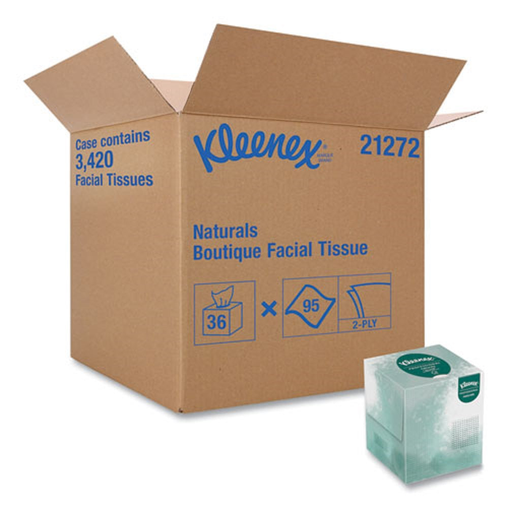 KLEENEX® NATURALS FACIAL TISSUE - 2 PLY - WHITE - 95 SHEETS/BOX