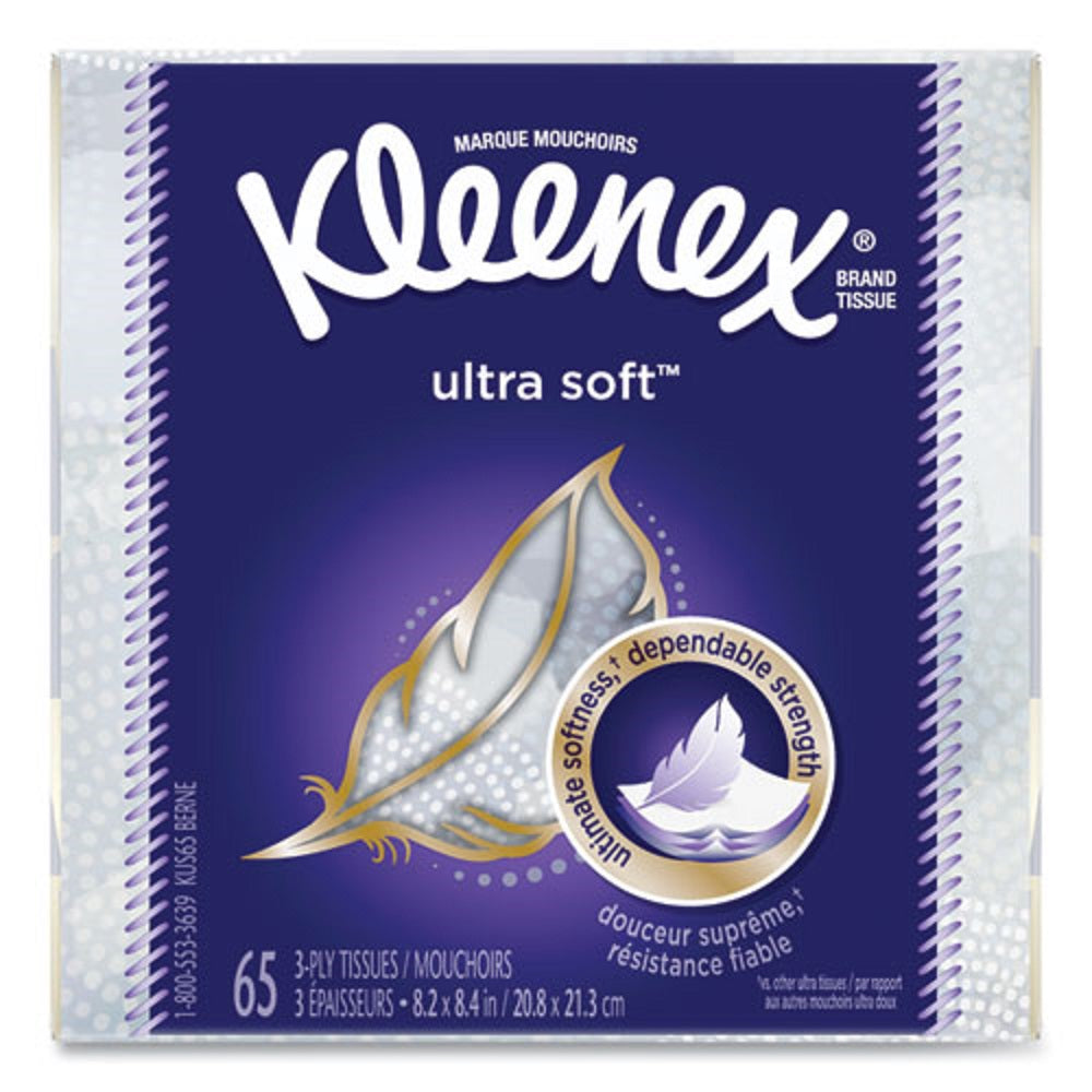 KLEENEX® ULTRA SOFT FACIAL TISSUE - 3 PLY - WHITE - 65 SHEETS/BOX - 27 BOXES/CARTON