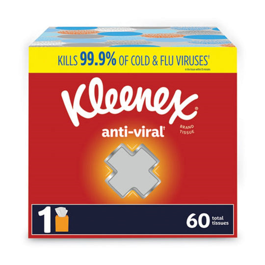 KLEENEX® ANTI-VIRAL FACIAL TISSUE - 3-PLY - WHITE - 60 SHEETS/BOX