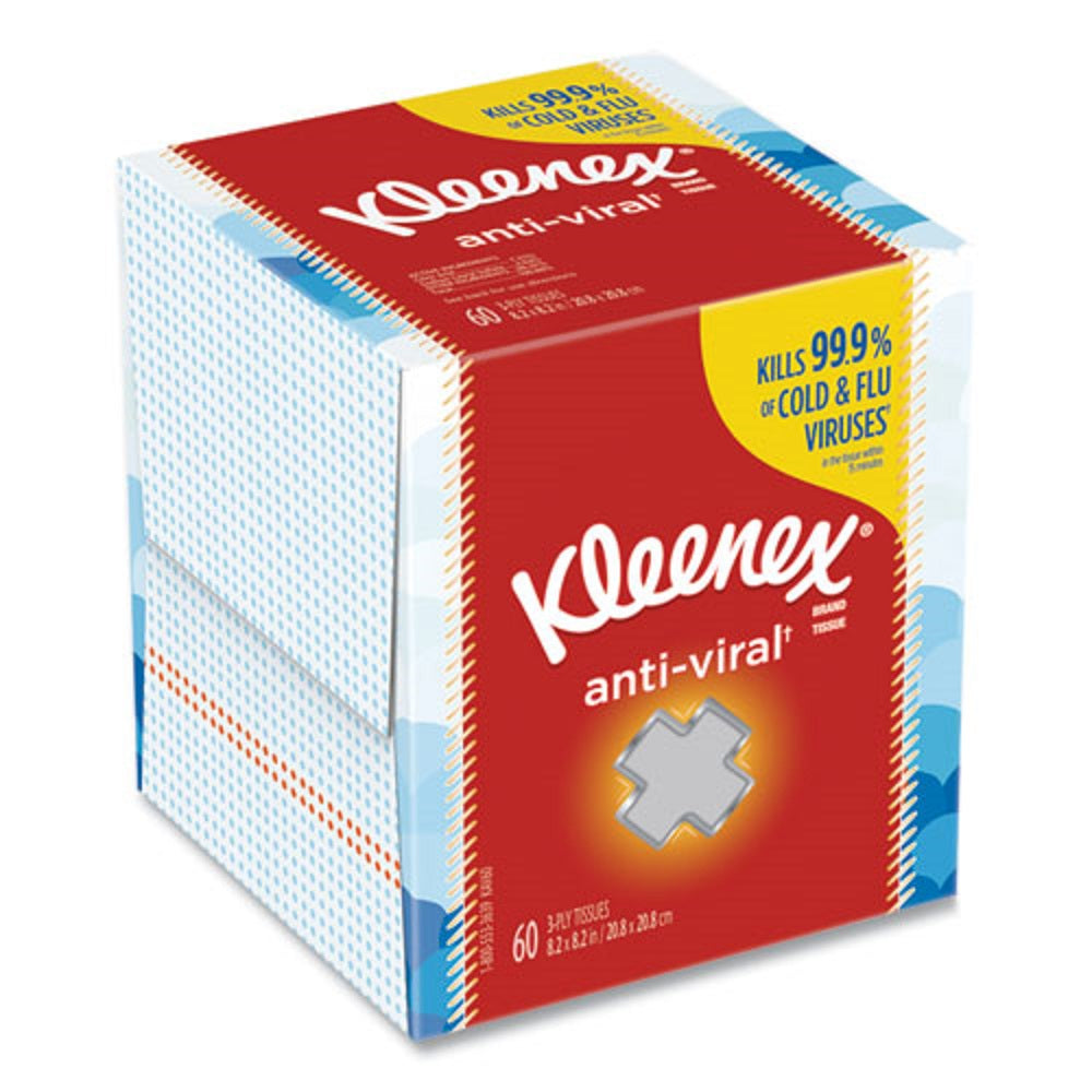 KLEENEX® ANTI-VIRAL FACIAL TISSUE - 3-PLY - WHITE - 60 SHEETS/BOX