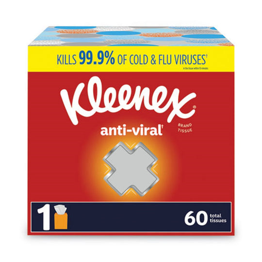KLEENEX® ANTI VIRAL FACIAL TISSUE - 3 PLY - WHITE - 60 SHEETS/BOX - 27 BOXES/CARTON