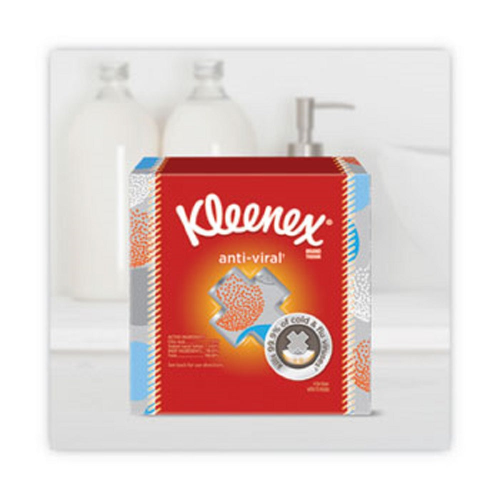 KLEENEX® ANTI VIRAL FACIAL TISSUE - 3 PLY - WHITE - 60 SHEETS/BOX - 27 BOXES/CARTON