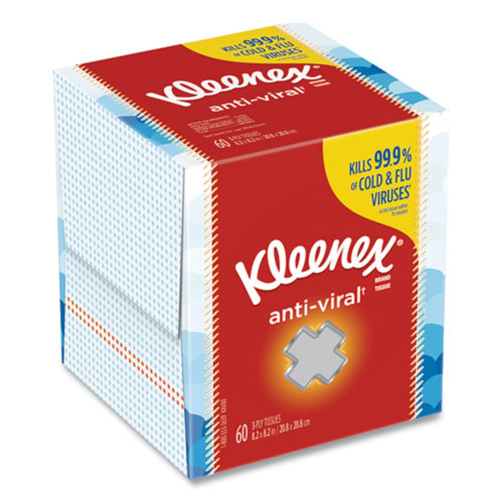 KLEENEX® ANTI VIRAL FACIAL TISSUE - 3 PLY - WHITE - 60 SHEETS/BOX - 27 BOXES/CARTON