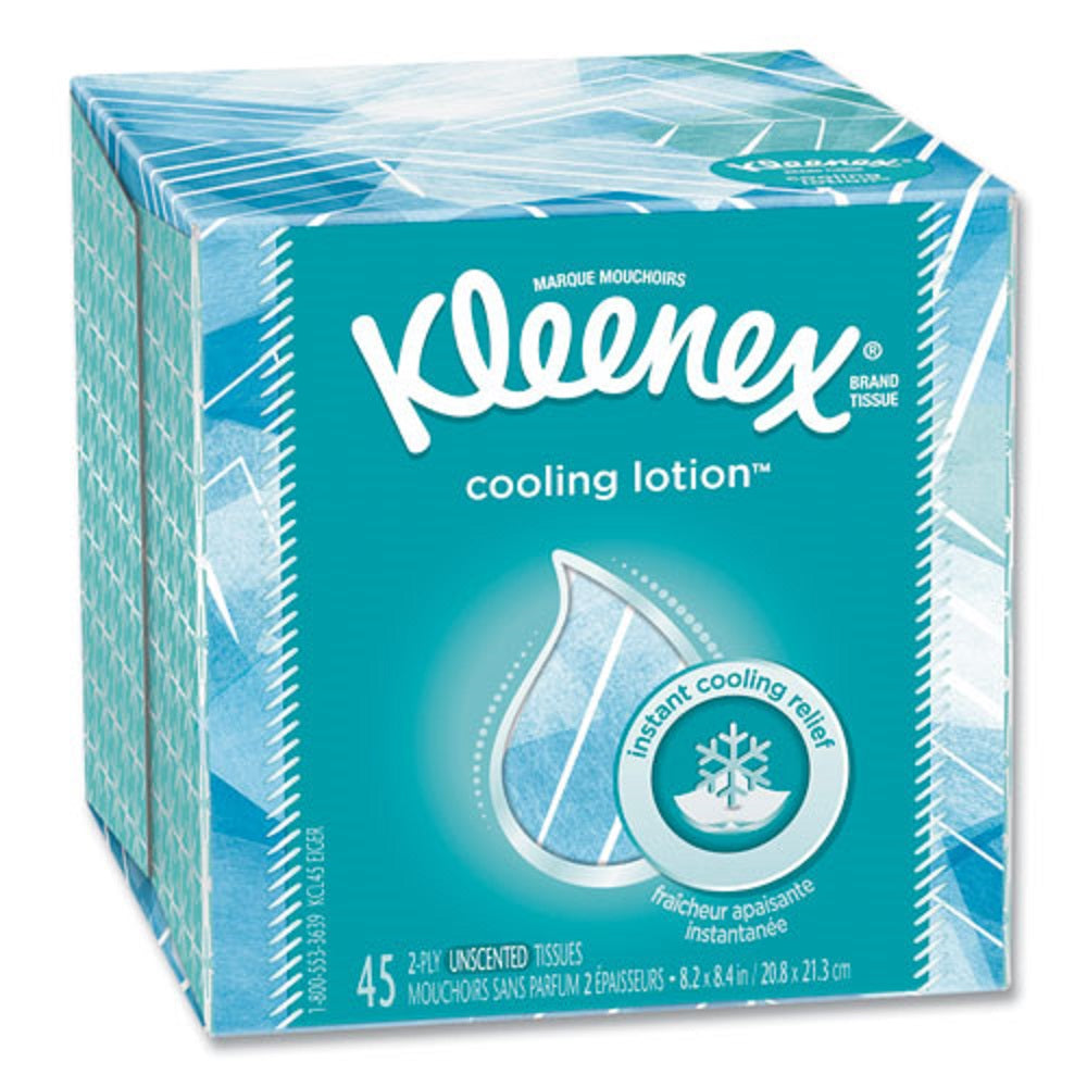 KLEENEX® COOL TOUCH FACIAL TISSUE - 2 PLY - WHITE - 45 SHEETS/BOX