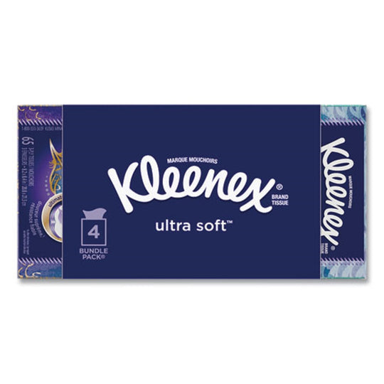 KLEENEX® ULTRA SOFT FACIAL TISSUE - 3 PLY- WHITE - 65 SHEETS/BOX - 4 BOXES/PACK - 12 PACKS/CARTON