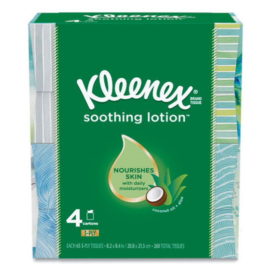 KLEENEX® LOTION FACIAL TISSUE - 2 PLY - WHITE - 65 SHEETS/BOX - 4 BOXES/PACK - 8 PACKS/CARTON