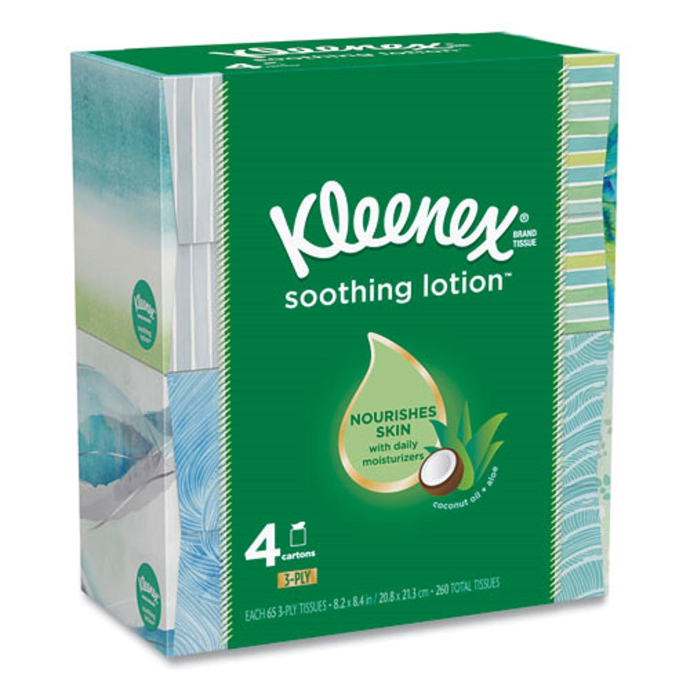 KLEENEX® LOTION FACIAL TISSUE - 2 PLY - WHITE - 65 SHEETS/BOX - 4 BOXES/PACK - 8 PACKS/CARTON