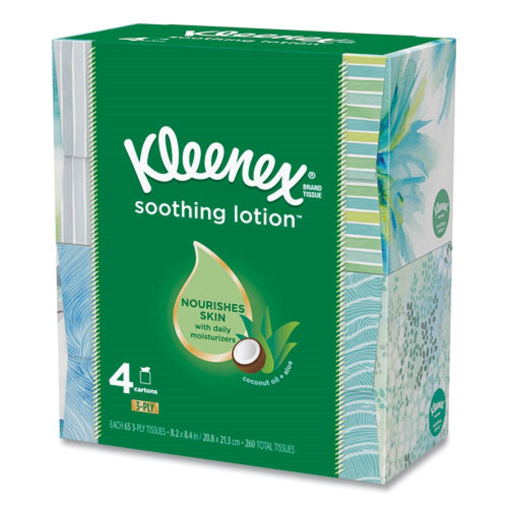 KLEENEX® LOTION FACIAL TISSUE - 2 PLY - WHITE - 65 SHEETS/BOX - 4 BOXES/PACK - 8 PACKS/CARTON