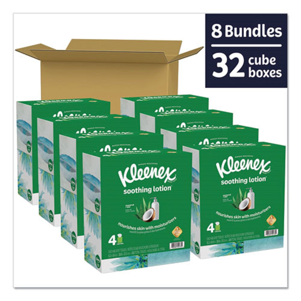 KLEENEX® LOTION FACIAL TISSUE - 2 PLY - WHITE - 65 SHEETS/BOX - 4 BOXES/PACK - 8 PACKS/CARTON