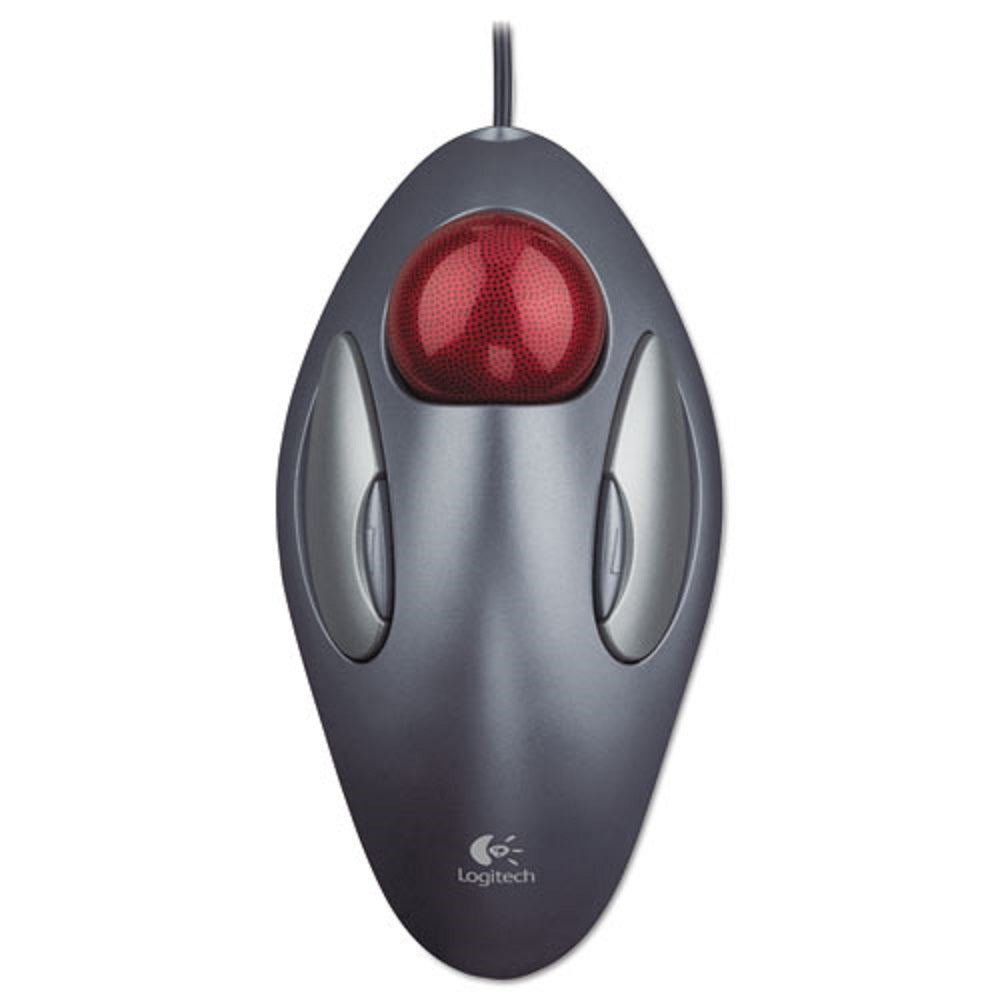 LOGITECH TRACKMAN MARBLE MOUSE - USB 1.0 - LEFT/RIGHT HAND USE - GRAY/RED