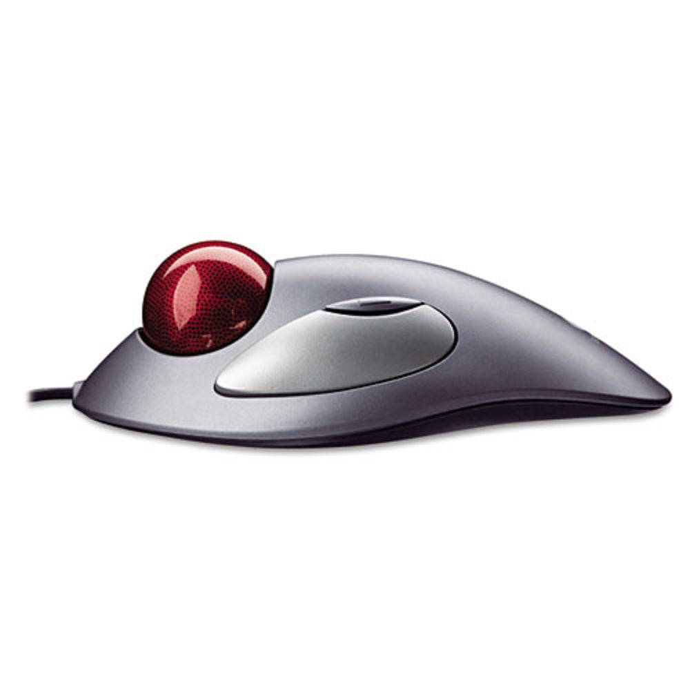 LOGITECH TRACKMAN MARBLE MOUSE - USB 1.0 - LEFT/RIGHT HAND USE - GRAY/RED