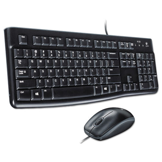 LOGITECH MK120 WIRED KEYBOARD + MOUSE COMBO - USB 2.0 - BLACK