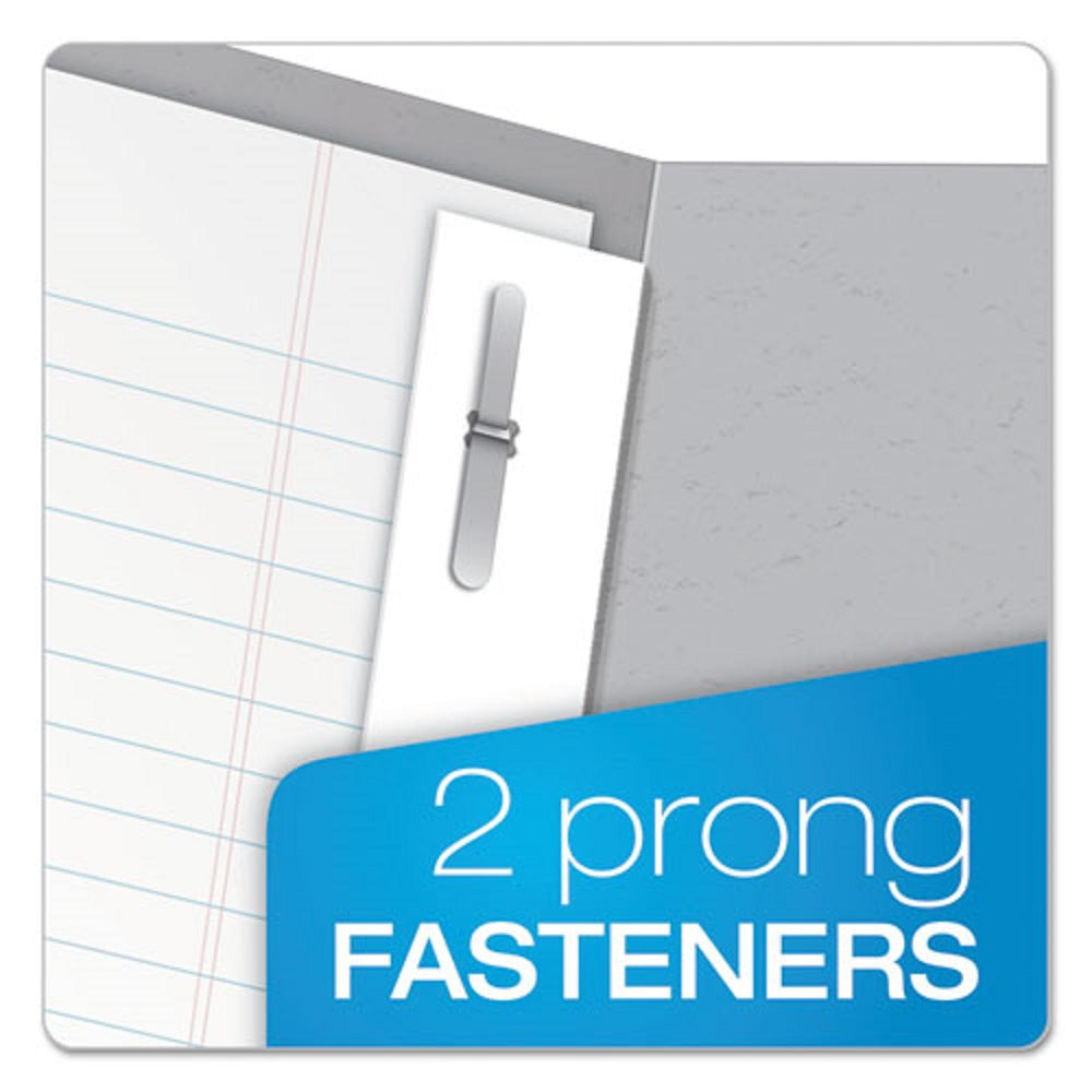 TWIN POCKET LETTER SIZE FOLDER, GRAY EMBOSSED LEATHER GRAIN PAPAER - 100 SHEET CAPACITY