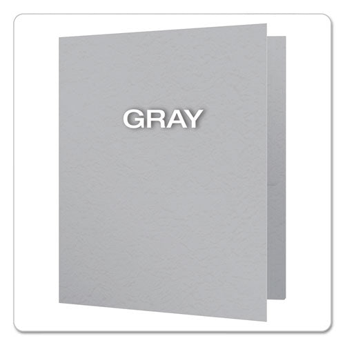 TWIN POCKET LETTER SIZE FOLDER, GRAY EMBOSSED LEATHER GRAIN PAPAER - 100 SHEET CAPACITY