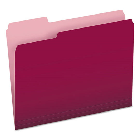 TOP TAB FILE FOLDER, 1/3 TAB CUT, LETTER SIZE - BURGUNDY/LIGHT BURGUNDY