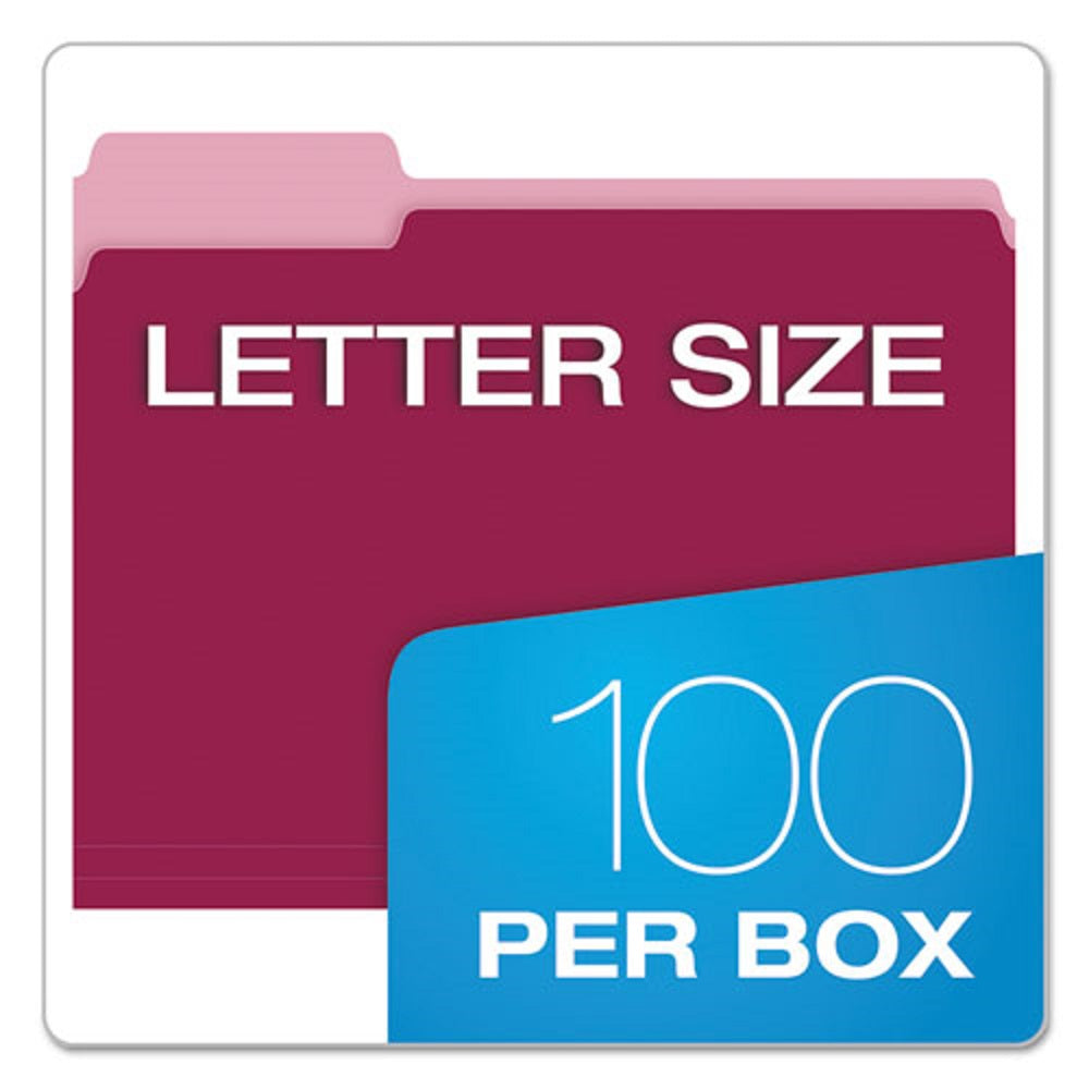 TOP TAB FILE FOLDER, 1/3 TAB CUT, LETTER SIZE - BURGUNDY/LIGHT BURGUNDY