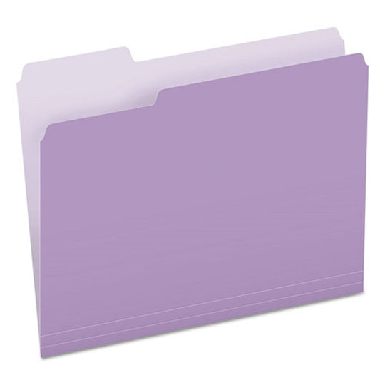 TOP TAB FILE FOLDER, 1/3 CUT TABS - LAVENDER/LIGHT LAVENDER