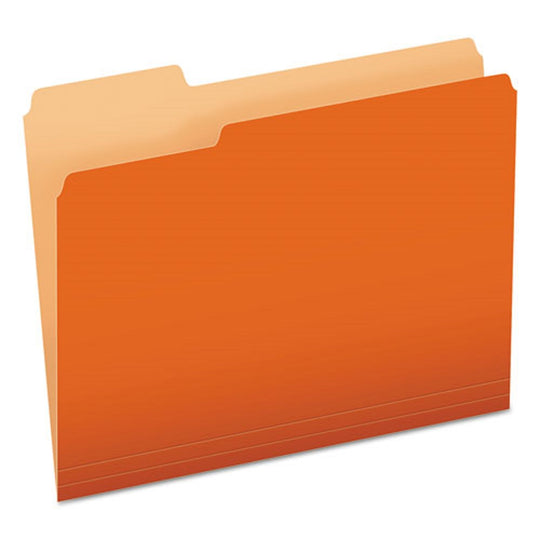 TOP TAB FILE FOLDER, RECYCLED, 1/3 CUT TAB, LETTER - ORANGE/LIGHT ORANGE