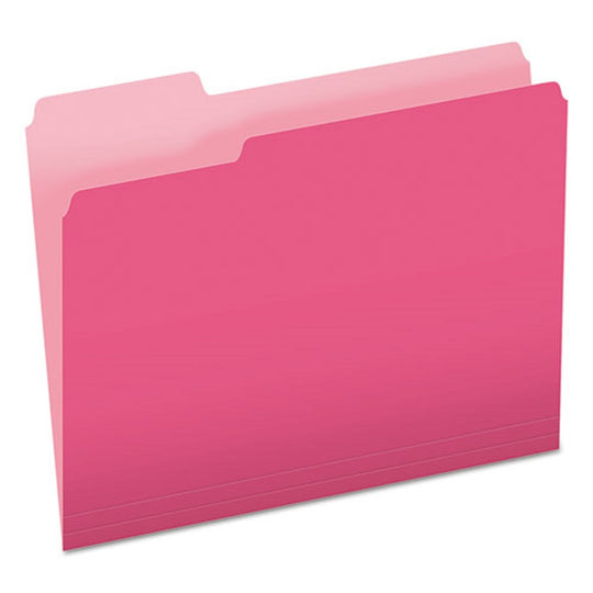 FILE FOLDERS, 1/3 CUT TABS, LETTER SIZE - PINK/LIGHT PINK