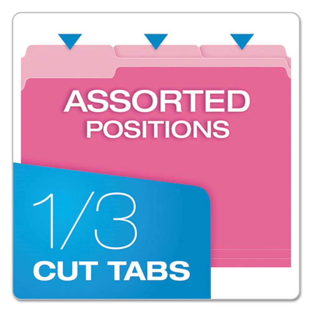 FILE FOLDERS, 1/3 CUT TABS, LETTER SIZE - PINK/LIGHT PINK