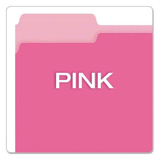 FILE FOLDERS, 1/3 CUT TABS, LETTER SIZE - PINK/LIGHT PINK