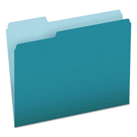 FILE FOLDERS, 1/3 CUT TABS, LETTER SIZE - TEAL/LIGTHT TEAL